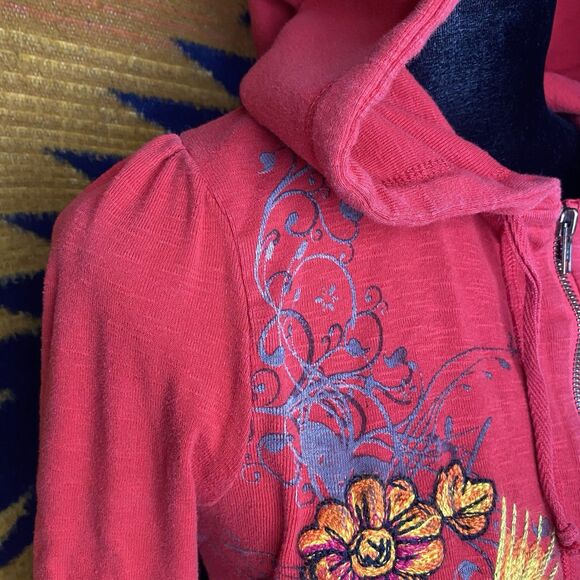 Buffalo by David Bitton Red Zip Up Hooded Sweater. Embroidered. Size Large. Y2K. - Picture 6 of 16